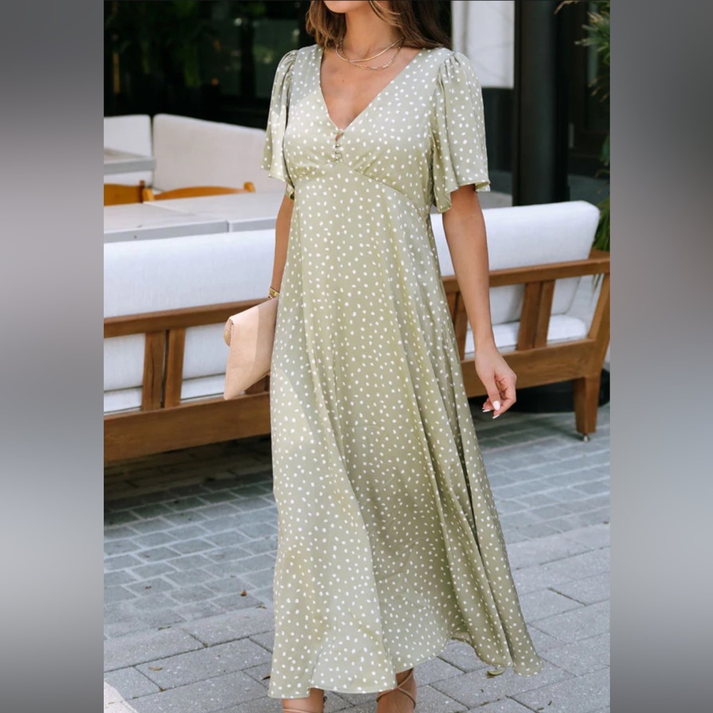 Sage green midi dress